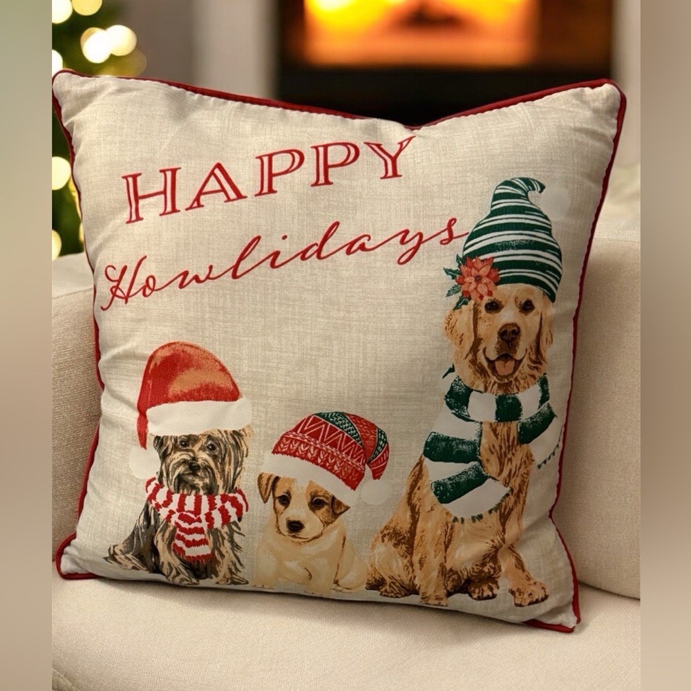 Festive Holiday Dog Pillow